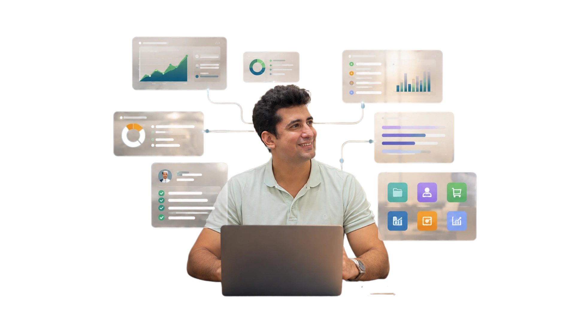 A business owner using customised software