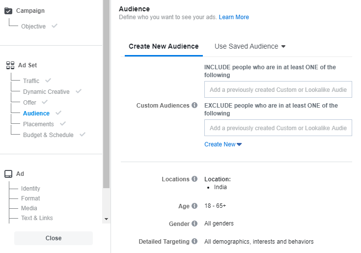 Facebook Ads - Audience setting